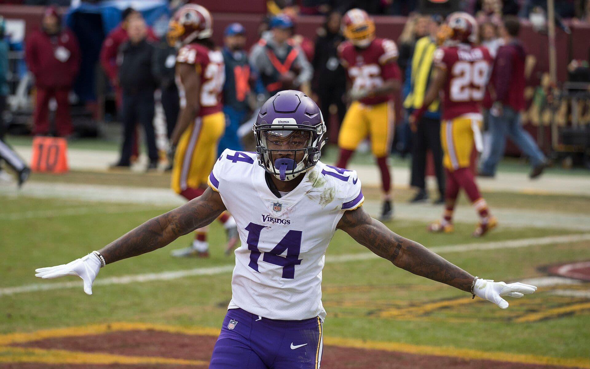 Wide receiver Stefon Diggs in action during an NFL game.